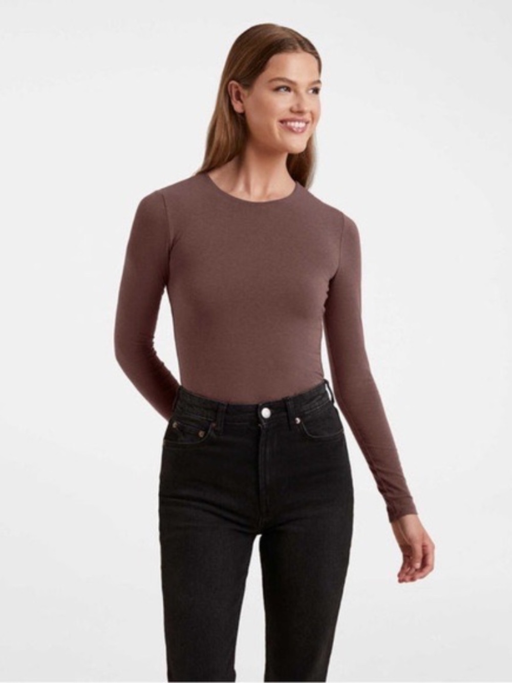 Nuuds Brown Long Sleeve Bodysuit Size Small